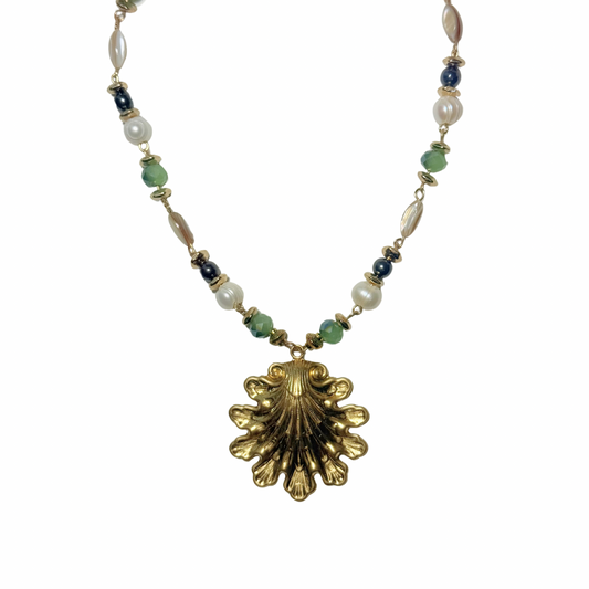 Golden seashell necklace